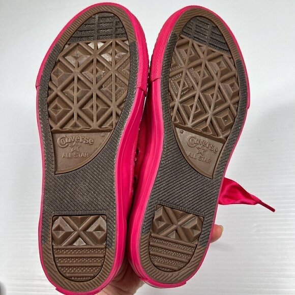 Converse All Star Velvet Junior Size 3 Ribbon Laces Pink Girls Sneaker Shoes - Picture 9 of 10